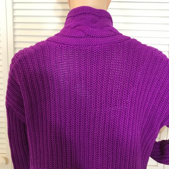 NWT Lauren by Ralph Lauren Bright Purple Cotton Sweater XS - Picture 9 of 14